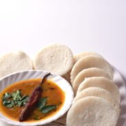 Idli with Sambar and coconut chutney, Indian Dish : south Indian favourite food rava idli or semolina idly or rava idly, served with sambar and green coconut chutney.