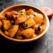 Masala fried Idlies - south indian Snack made using with leftover idly served with tomato ketchup. selective focus